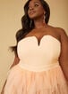 Strapless Tiered Tulle Gown, Orange image number 2