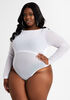 Mesh Open Back Lingerie Bodysuit, White image number 0