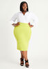 Crepe Pull On Pencil Skirt, Bright Chartreuse image number 2