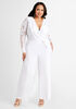 Tall Belted Lace & Scuba Jumpsuit, White image number 0