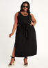Short Belted Lattice Maxi Dress, Black image number 0