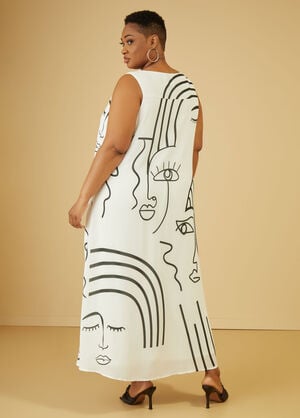 Art Print Maxi Dress, Black White image number 1
