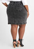 High Waist Distressed Denim Skirt, Black image number 1