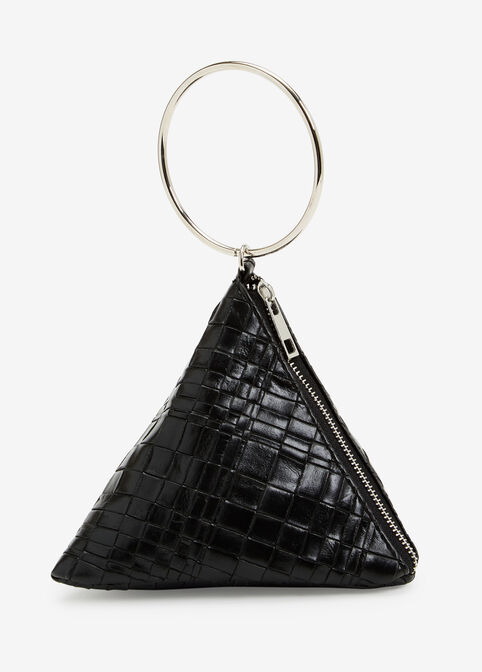 Black Leather Pyramid Bag, Black image number 0