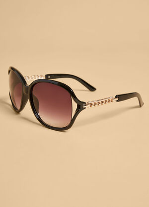 Chain Link Tinted Sunglasses, Black image number 1