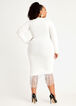 Fringe Asymmetric Sweater Dress, Egret image number 1