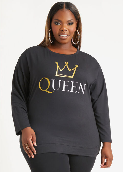 Queen French Terry Graphic Tee, Black image number 0