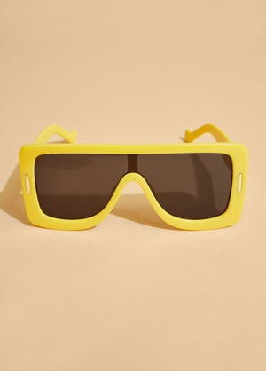 Plastic Tinted Shield Sunglasses, Yellow image number 0