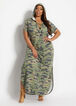 Camo Lace Up Hoodie Maxi Dress, Multi image number 0