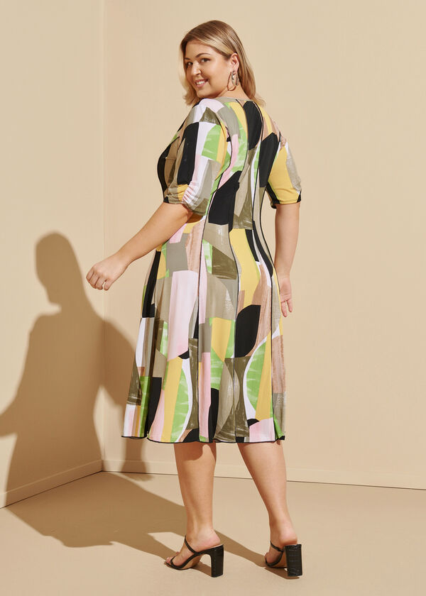 Zip Detailed Printed Midi Dress, Multi image number 1