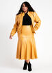 Faux Leather Puff Sleeve Jacket, Pale Gold image number 2