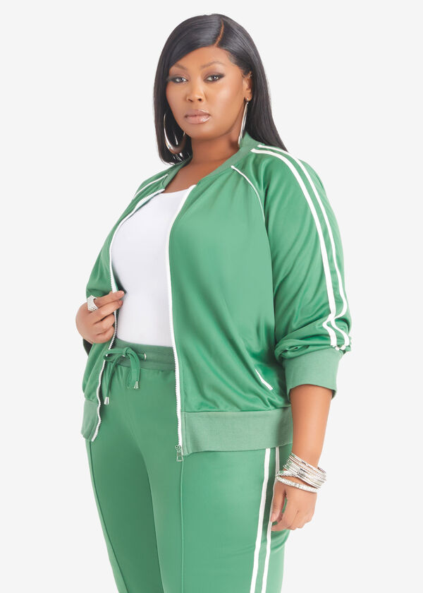 Striped Stretch Knit Track Jacket, FAIRWAY image number 0