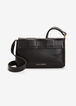 Black Woven Faux Leather Crossbody, Black image number 1