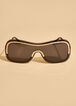 Gold Trimmed Shield Sunglasses, Black image number 0