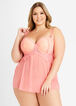Lace Sweetheart Babydoll & Thong, Rose image number 0