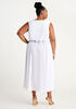 Chain Trimmed Faux Wrap Midi Dress, White image number 1