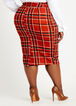 Plaid High Waist Pencil Skirt, Rust image number 1