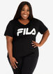 FILA Logo V Neck Tee, Black White image number 0
