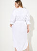 Belted Cotton Gauze Shirtdress, White image number 1