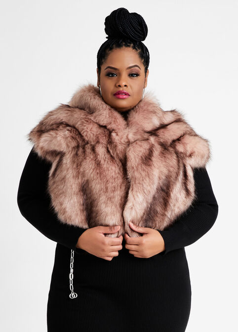 Pink Faux Fur Stole, Foxglove image number 0