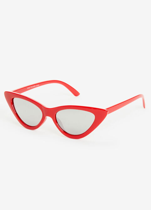 Red Plastic Cateye Sunglasses, Red image number 1