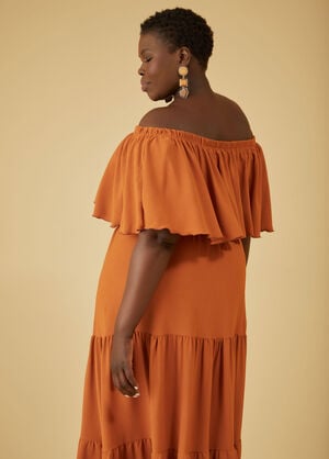 Flounced Off The Shoulder Blouse, Rust image number 1