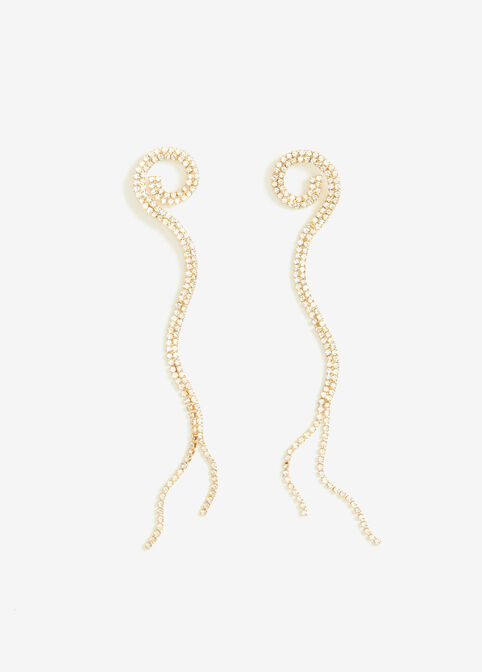 Swirl Crystal Earrings, Gold image number 0