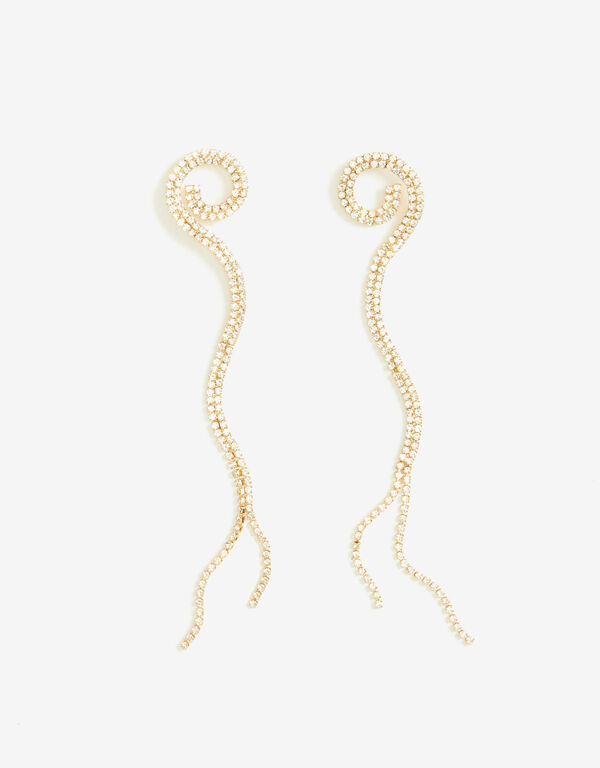 Swirl Crystal Earrings, Gold image number 0
