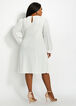 Sheer Sleeve Button Accent Dress, Ivory image number 1