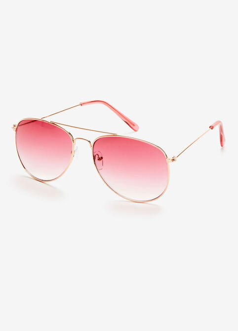 Gold Tinted Aviator Sunglasses, Barely Pink image number 1