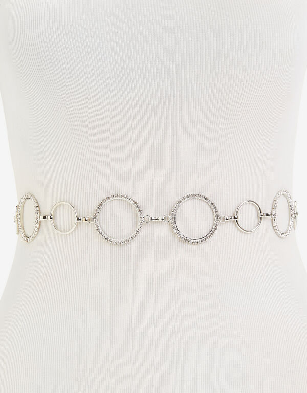 Silver Tone Circle Chain Belt, Silver image number 1