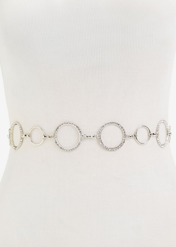 Silver Tone Circle Chain Belt, Silver image number 1