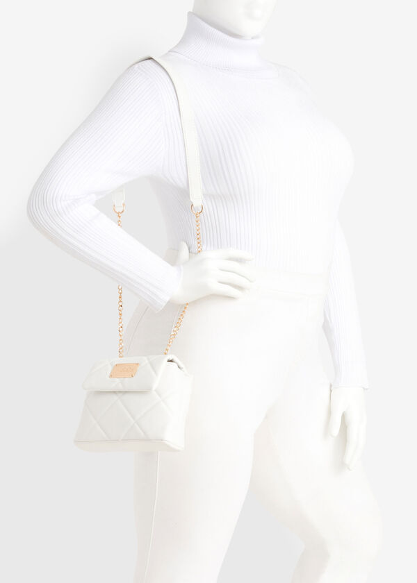 Bebe City Quilted Crossbody, White image number 3
