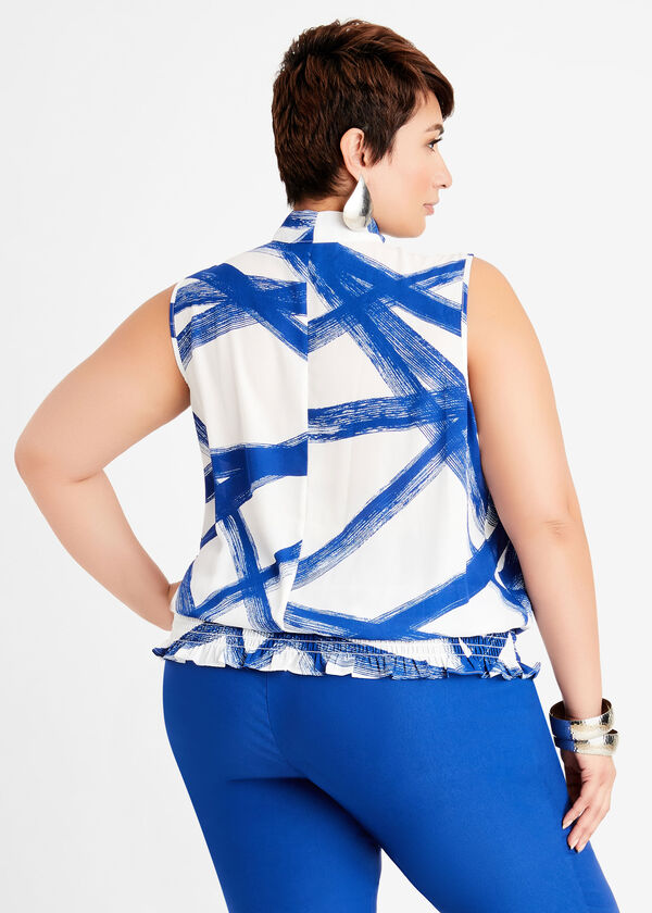 Abstract Tie Neck Blouse, Sodalite image number 1