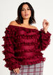 Plus Size Knit Off The Shoulder Ruffle Chiffon Trim Long Sleeve Top image number 0