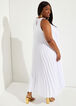 Belted Pleated Satin Maxi Dress, White image number 1