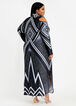Geo Cold Shoulder Side Slit Dress, Black Combo image number 1