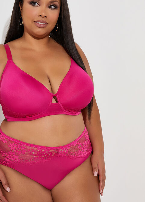 Lace Trimmed Wireless T Shirt Bra, Pink Paradise image number 2