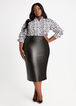 High Waist Faux Leather Midi Skirt, Black image number 2