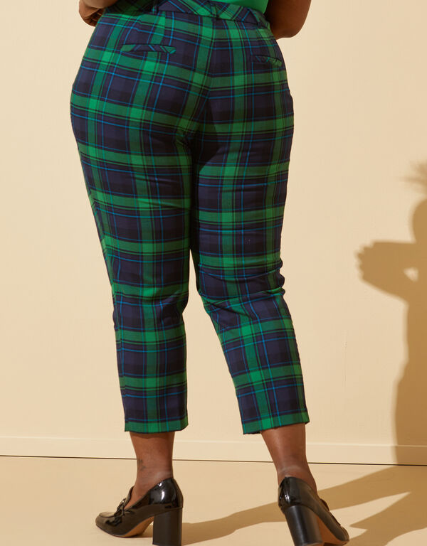 Cropped Plaid Ankle Pants, Navy image number 1