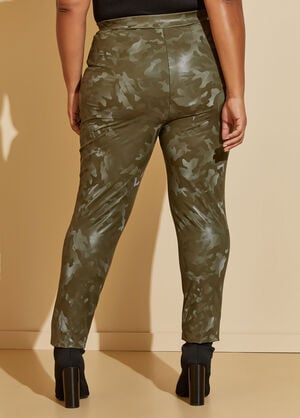 Camo Faux Leather Leggings, Olive image number 1