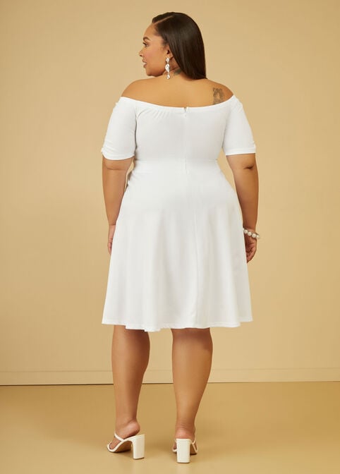Off The Shoulder A Line Dress, White image number 1