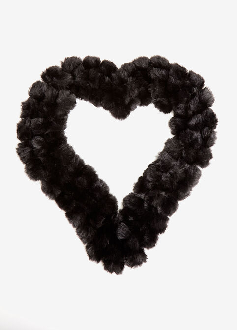 Faux Fur Pompom Infinity Scarf, Black image number 1