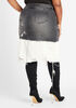 Distressed Dip Dye Denim Skirt, Black Combo image number 1
