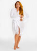 Mesh Lace Trim Robe & Thong Set, White image number 0