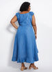 Denim Hi Low Ruffle Hem Maxi Dress, Medium Blue image number 1
