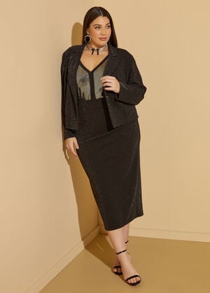 Lurex™ Midi Pencil Skirt, Black image number 0