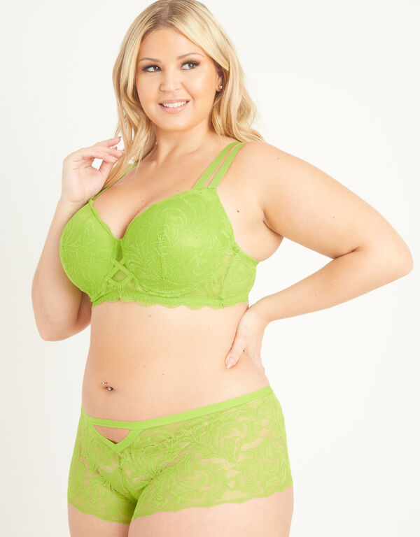 Lace Cutout Boyshort Panty, Parrot Green image number 0