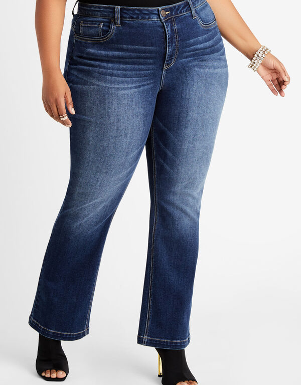High Rise Curve Boost Bootcut Jean, Dk Rinse image number 0