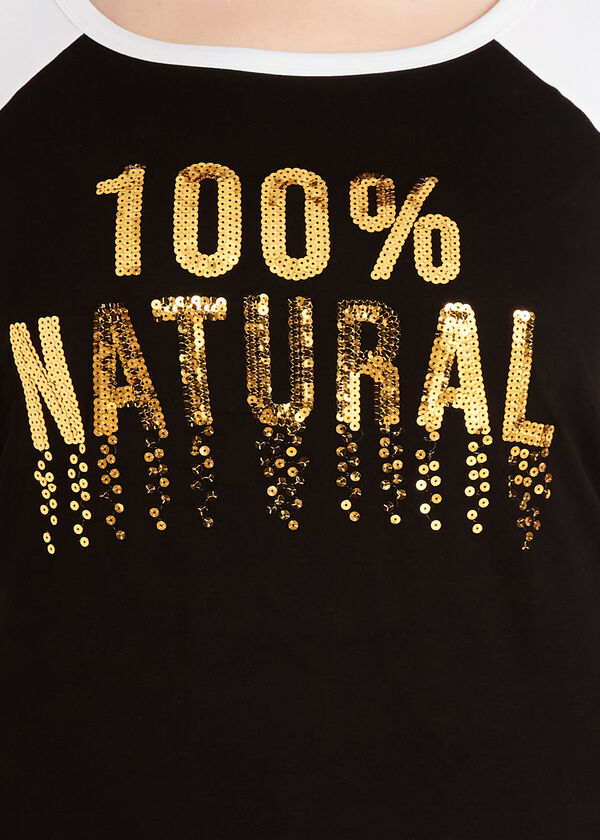 100% Natural Sequin Graphic Tee, Black image number 1